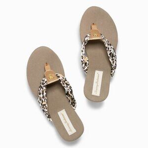 Tommy Bahama Calabasas Cheetah Tan Black and Cream Wedge Sandal sz 5.5 EUC